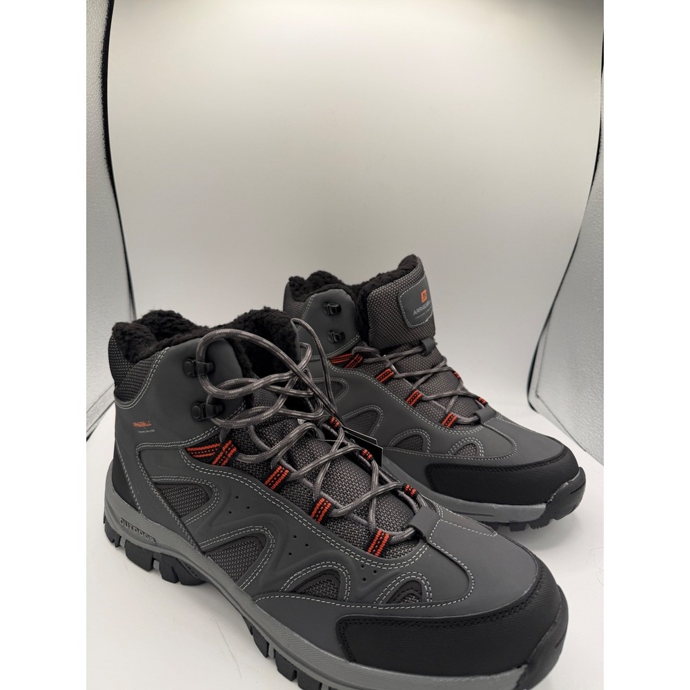 Arrigo Bello Mens Trekking Boots Grey Orange Faux Fur Lined Hiking A1074 Size 12